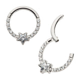 Titanium Star CZ with 1mm CZs Front Facing Hinged Clicker