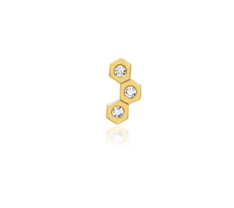 14kt Yellow Gold Buzzin White CZ Threadless End