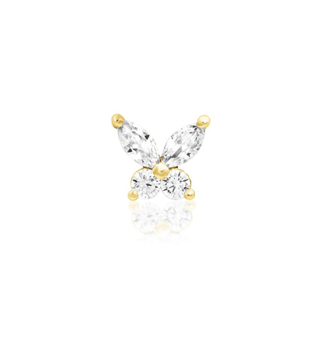 14kt Gold Flutterby White CZ Threadless Top