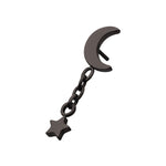 Black PVD Titanium Crescent Moon with Star Dangle Threadless End