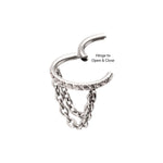 Titanium Paved CZ Hoop with Double Chain Hinged Segment Clicker