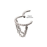 Titanium Paved CZ Hoop with Double Chain Hinged Segment Clicker