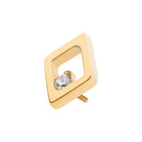 24kt Gold PVD Titanium Rhombus Shape with CZ Threadless End