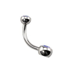 Titanium Threaded Curved Navel Barbell Topless With 5mm Gem