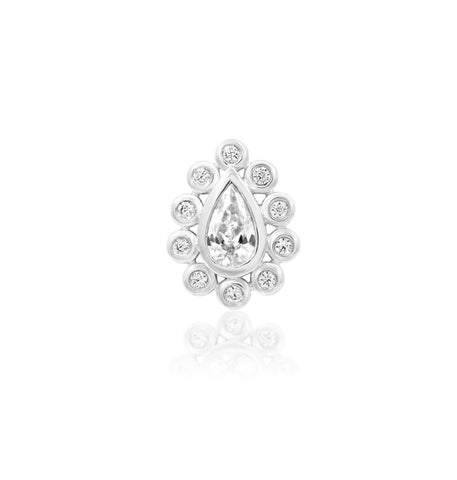 14kt White Gold Raya White CZ Threadless End
