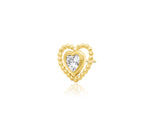 14kt Yellow Gold Bending Heart White CZ Threadless End