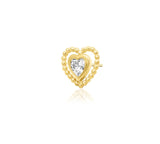 14kt Yellow Gold Bending Heart White CZ Threadless End