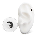 Black PVD Titanium Crescent Moon With White CZ Prong Threadless End