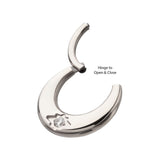 Titanium Etched Design Prong Set Gem Front Facing Hinged Segment Ring