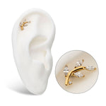 24kt Gold PVD Prong Set Marquise CZ Leaf Threadless End