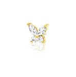 14kt Gold Flutterby White CZ Threadless Top