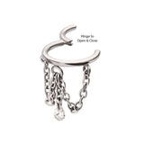 Titanium Triple Chain Dangle with Teardrop CZ Hinged Segment Clicker