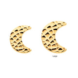 24kt Gold PVD Hammered Crescent Moon Threadless End