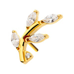 24kt Gold PVD Prong Set Marquise CZ Leaf Threadless End