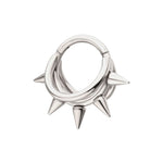 Titanium Five Spiked Triple Hoop Hinged Segment Ring