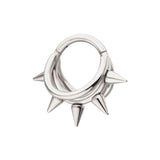 Titanium Five Spiked Triple Hoop Hinged Segment Ring