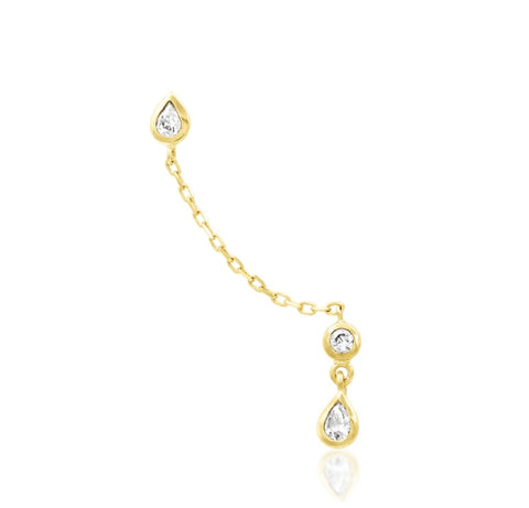14kt Gold Islay White CZ Chain Threadless End