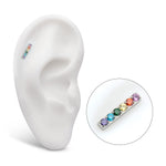 Titanium Prong Set Rainbow CZ Cluster Threadless End