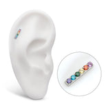 Titanium Prong Set Rainbow CZ Cluster Threadless End