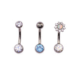 Titanium Threaded Curved Navel Barbell Topless With 5mm Gem