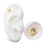 24kt Gold PVD Titanium Rhombus Shape with CZ Threadless End
