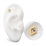 24kt Gold PVD Titanium Rhombus Shape with CZ Threadless End