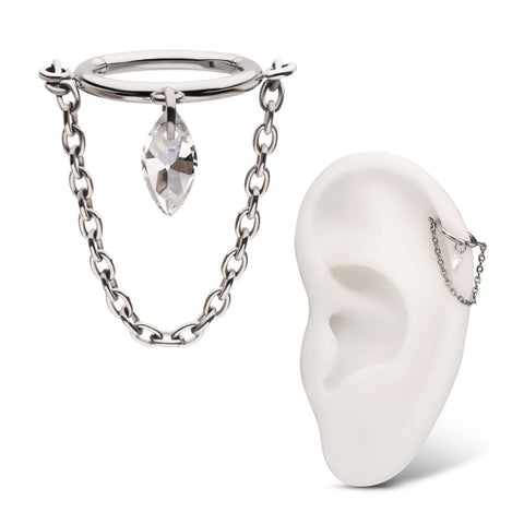 Titanium Chain Dangle Floating Marquise Hinged Segment Clicker