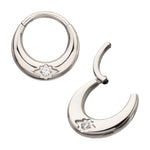 Titanium Etched Design Prong Set Gem Front Facing Hinged Segment Ring
