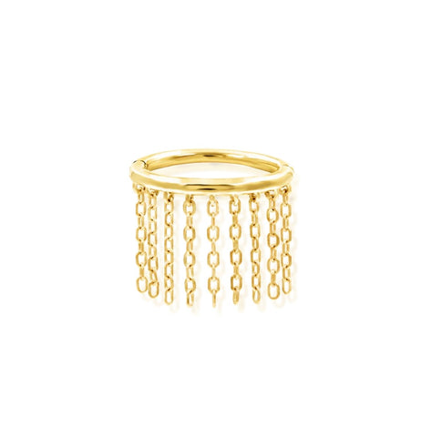 14K Gold Skylar Hinged Segment Ring with Chains