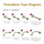 14K Gold Threadless 4 Marquise Cross CZ Top