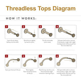 14K Gold Threadless 4 Marquise Cross CZ Top