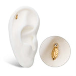 14K Gold Threadless Leaf CZ Top
