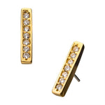 14K Gold Threadless 7 Gems Bar CZ Top