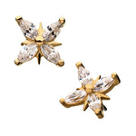 14K Gold Threadless 4 Marquise Cross CZ Top