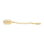 14K Gold Bezel Set CZ Chain Dangle Charm