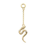 14K Gold Snake CZ Chain Dangle Charm