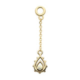 14K Gold Pear Bead CZ Chain Dangle Charm