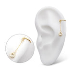 14K Gold Pear Bead CZ Chain Dangle Charm