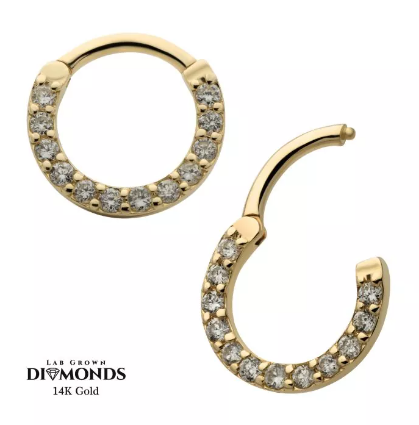 14K Gold Eternity Front Prong Set Diamonds Clicker