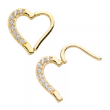 14K Gold Prong Set CZ Heart Front Facing Clicker (2 colors)