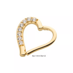 14K Gold Prong Set CZ Heart Front Facing Clicker (2 colors)