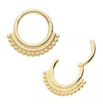 14K Gold 15 Bead Cluster Double Hoop Clicker