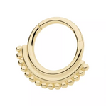 14K Gold 15 Bead Cluster Double Hoop Clicker