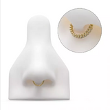 14K Gold Double Row Beads & Prong Set CZ Front Facing Clicker