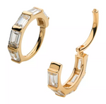14K Gold Baguette CZ Side Facing Clicker
