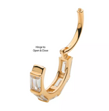 14K Gold Baguette CZ Side Facing Clicker