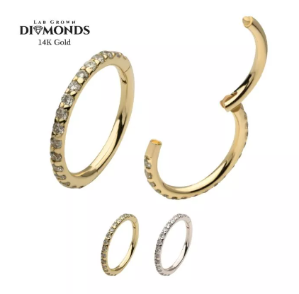 14K Gold Eternity Prong Set Side Facing Diamond Clicker (2 colors)