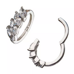 14K White Gold Prong Set 4 CZ Clicker