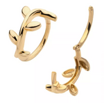 14K Gold Curvy Leaf Side Facing Clicker