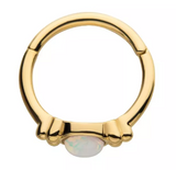 14K Gold Beads & Centerpiece White Opal Side Facing Clicker